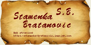 Stamenka Bratanović vizit kartica